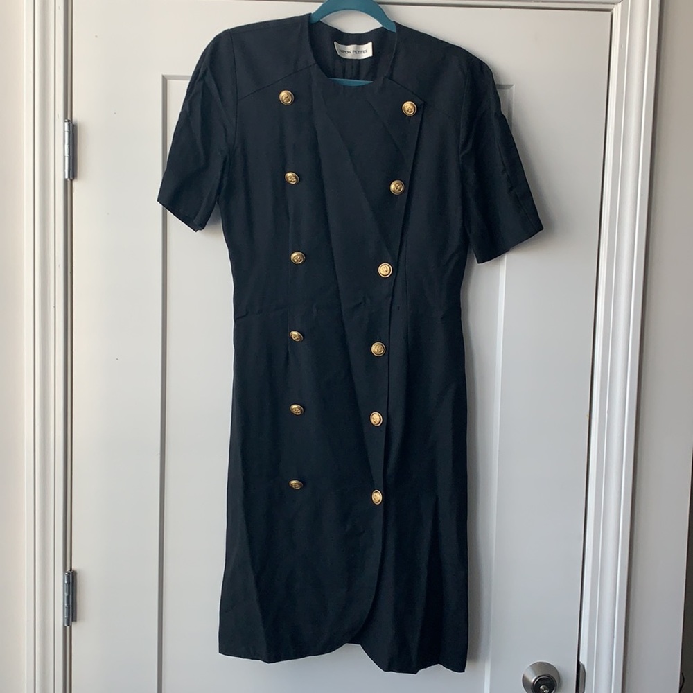 Nipon Petites Button-Down Short-Sleeve Linen Dress